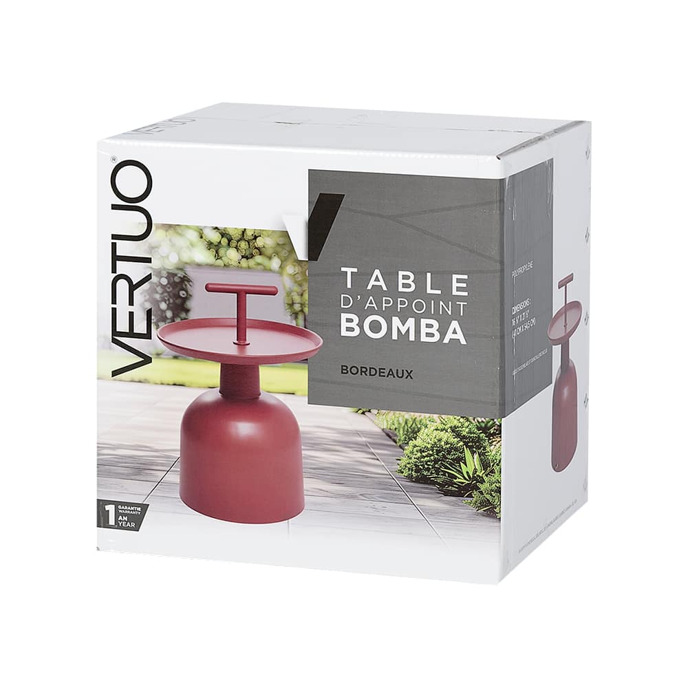 VERTUO Burgundy Polypropylene Bomba Side Table