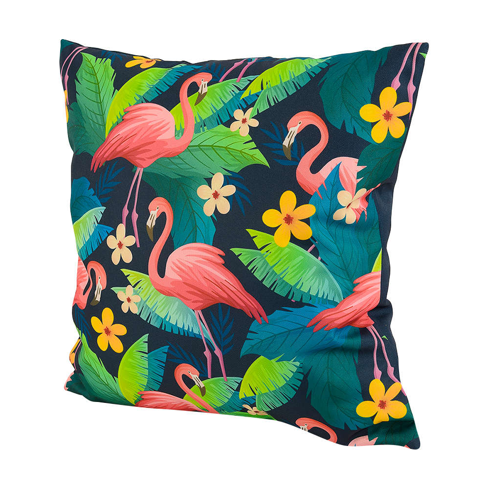 VERTUO Patio Cushion Flamingos and Flowers 17&nbsp;3/4&nbsp;in&nbsp;x&nbsp;17&nbsp;3/4&nbsp;in