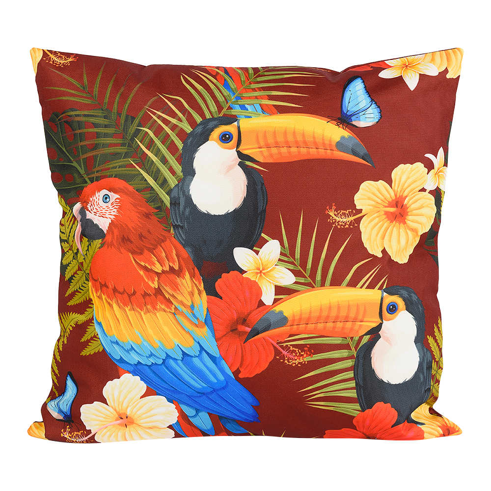 VERTUO Patio Cushion Toucans and Parrot 17&nbsp;3/4&nbsp;in&nbsp;x&nbsp;17&nbsp;3/4&nbsp;in