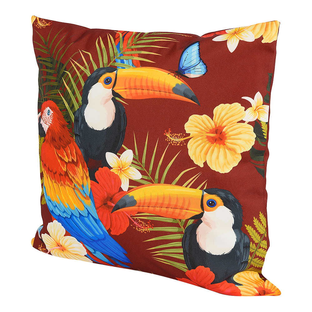 VERTUO Patio Cushion Toucans and Parrot 17&nbsp;3/4&nbsp;in&nbsp;x&nbsp;17&nbsp;3/4&nbsp;in