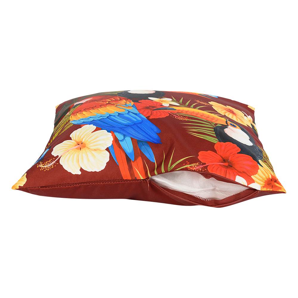 VERTUO Patio Cushion Toucans and Parrot 17&nbsp;3/4&nbsp;in&nbsp;x&nbsp;17&nbsp;3/4&nbsp;in