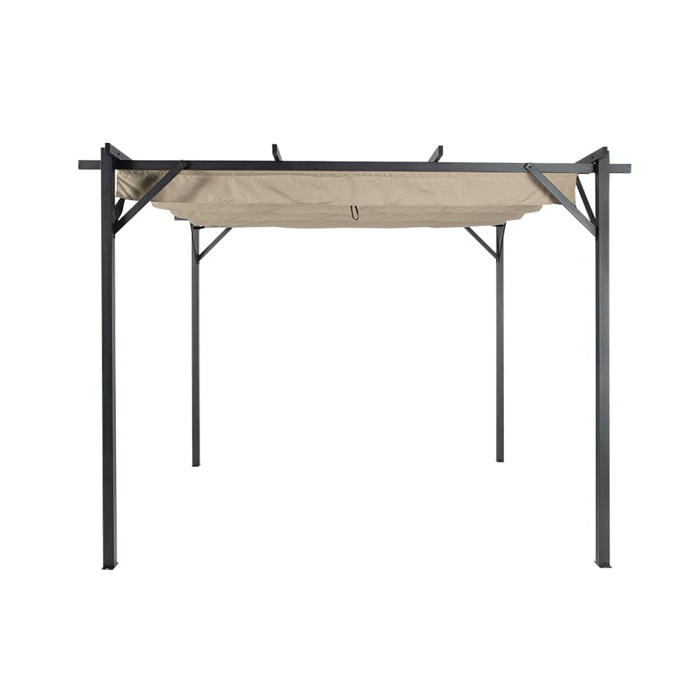 Pergola San Luis noir et beige 10&nbsp;pi&nbsp;x&nbsp;10&nbsp;pi