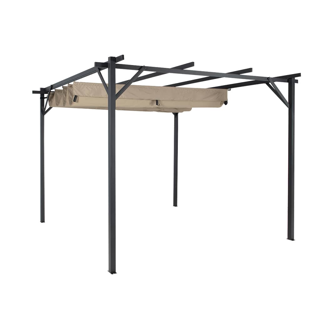 Pergola San Luis noir et beige 10&nbsp;pi&nbsp;x&nbsp;10&nbsp;pi