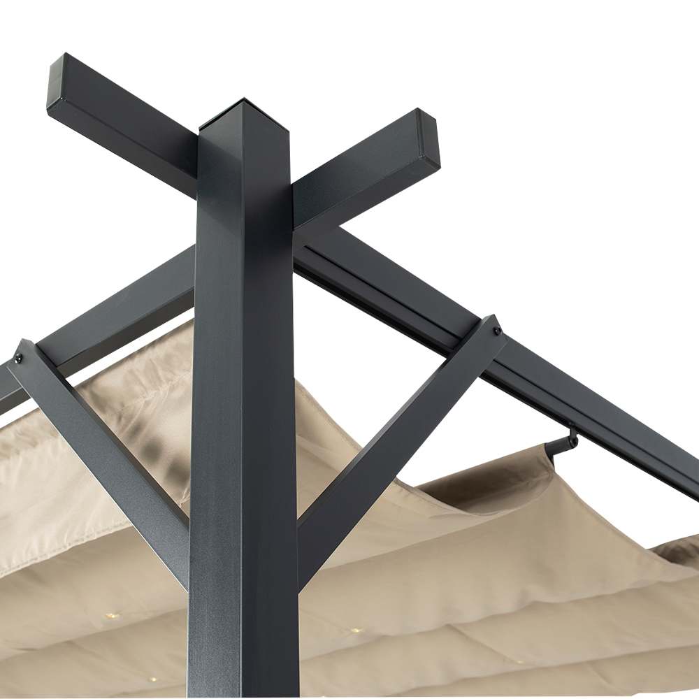 Pergola San Luis noir et beige 10&nbsp;pi&nbsp;x&nbsp;10&nbsp;pi