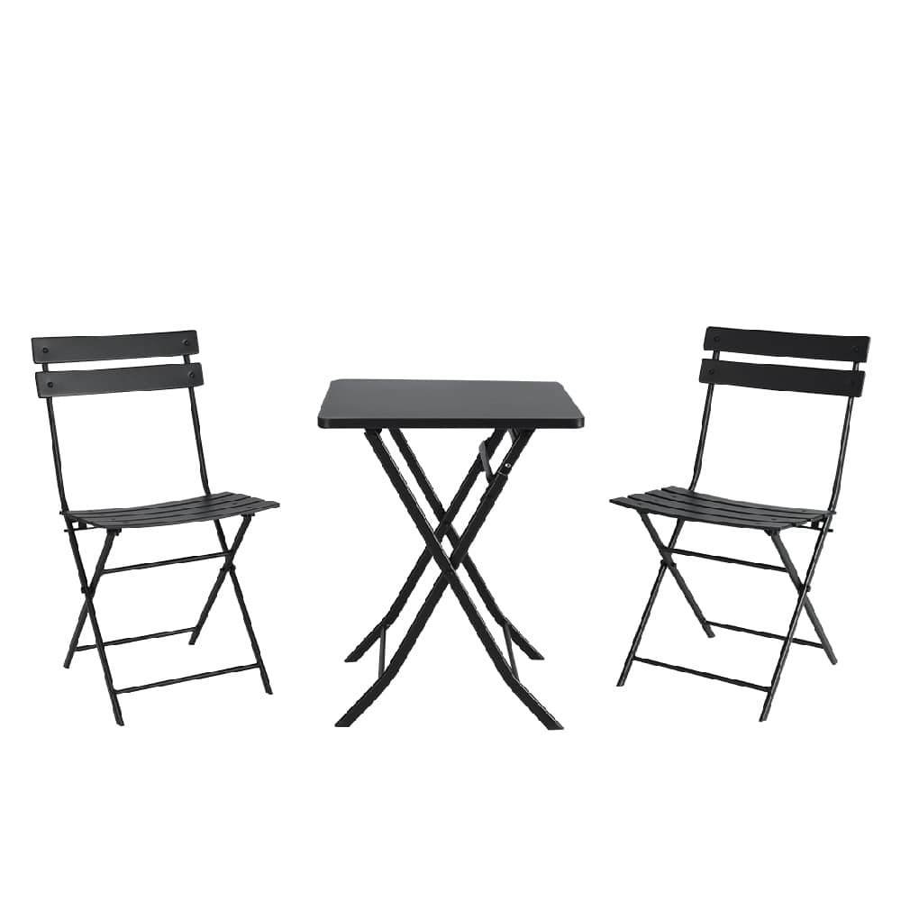 VERTUO Folding Bistro Set in Black Steel