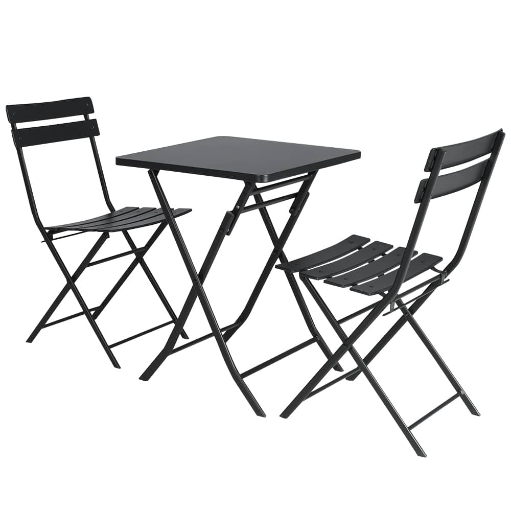 VERTUO Folding Bistro Set in Black Steel