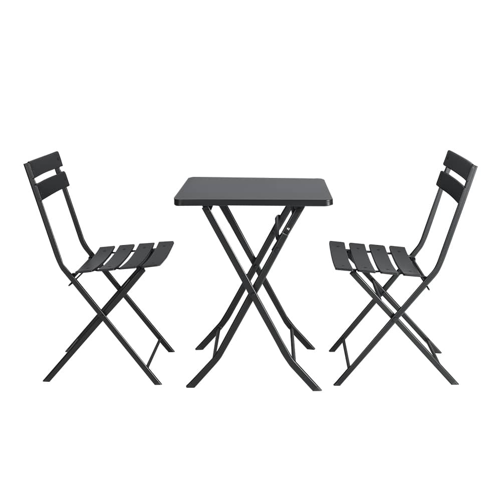 VERTUO Folding Bistro Set in Black Steel