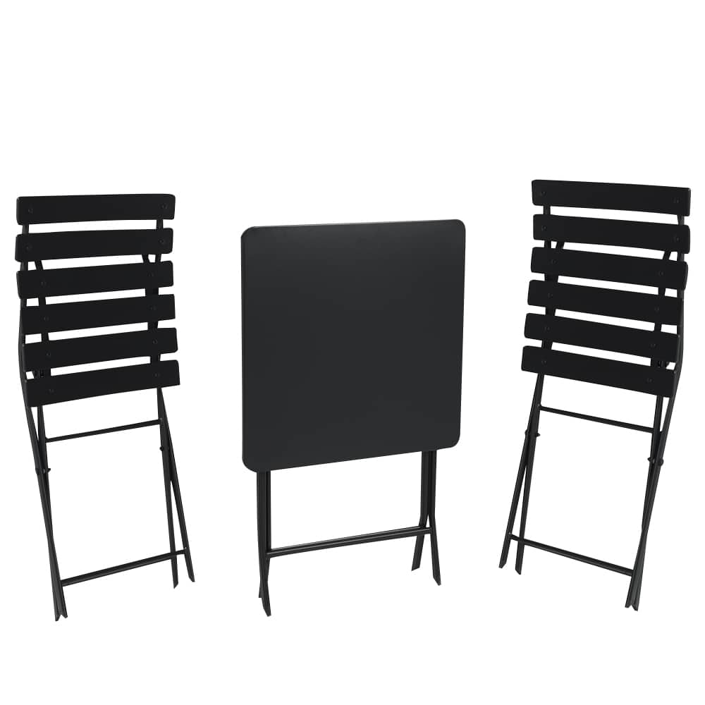 VERTUO Folding Bistro Set in Black Steel