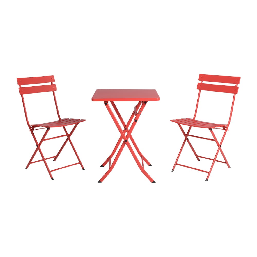 Ensemble bistro pliant en acier rouge VERTUO