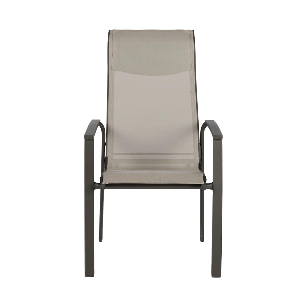 VERTUO Beige & Chocolate Aluminum Comfort High Back Patio Chair