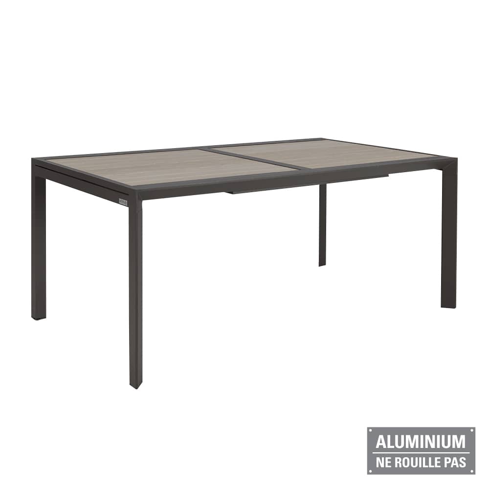 Table de jardin rectangulaire extensible en aluminium chocolat et naturel 39&nbsp;3/8&nbsp;po&nbsp;x&nbsp;106&nbsp;1/4&nbsp;po VERTUO