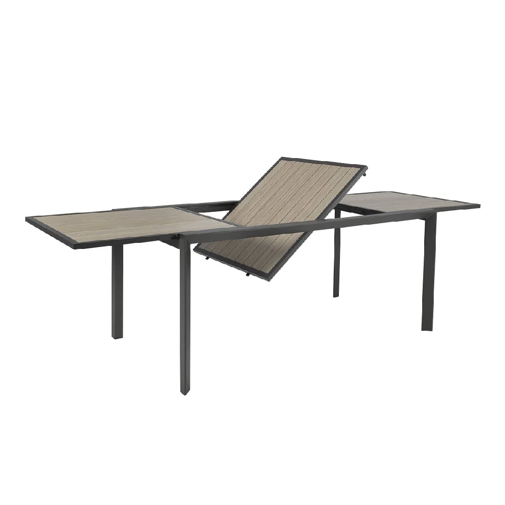 Table de jardin rectangulaire extensible en aluminium chocolat et naturel 39&nbsp;3/8&nbsp;po&nbsp;x&nbsp;106&nbsp;1/4&nbsp;po VERTUO