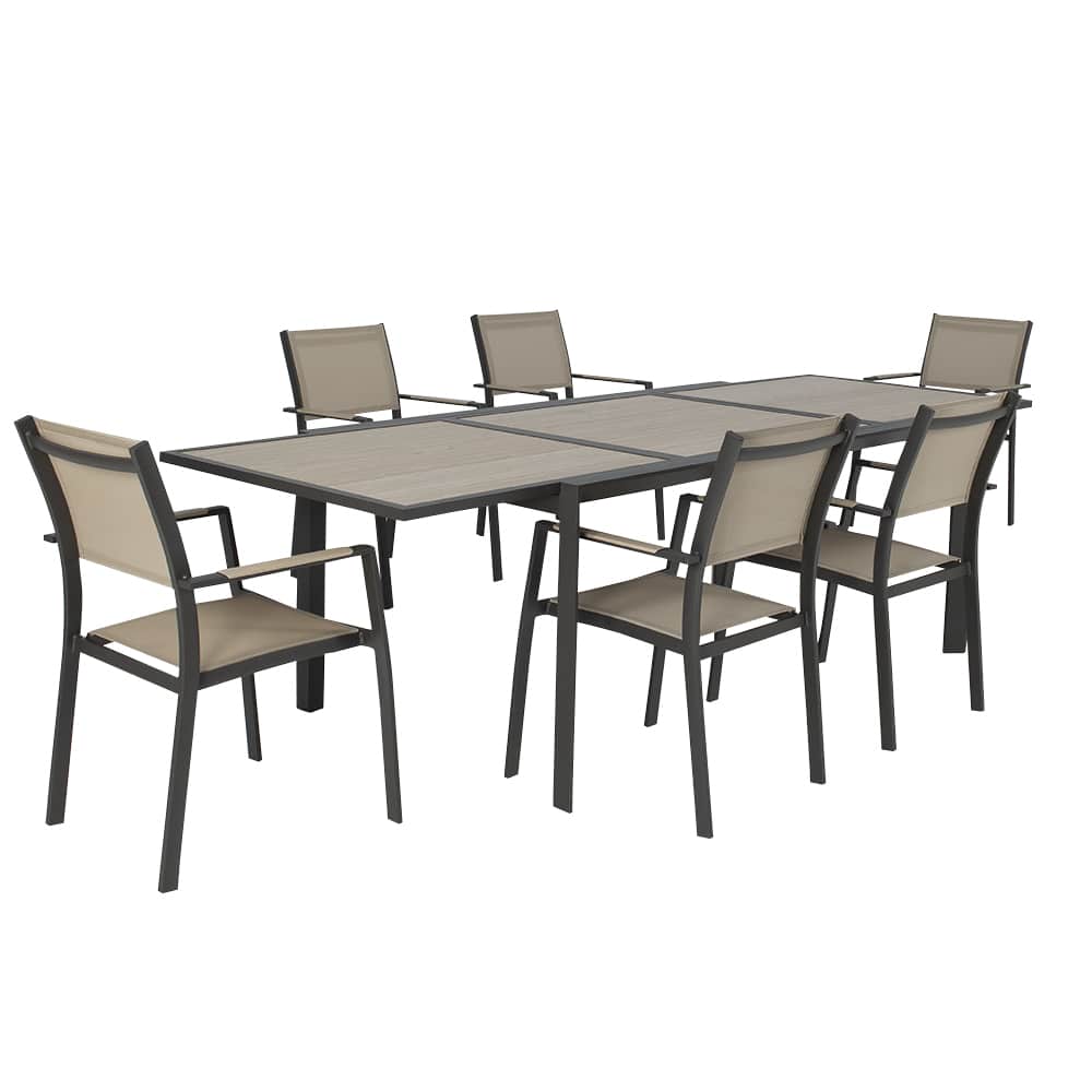 Table de jardin rectangulaire extensible en aluminium chocolat et naturel 39&nbsp;3/8&nbsp;po&nbsp;x&nbsp;106&nbsp;1/4&nbsp;po VERTUO