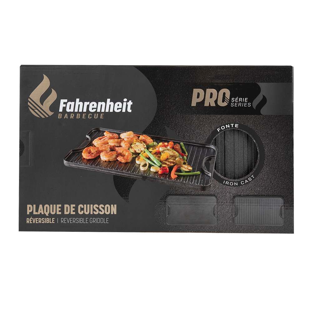 FAHRENHEIT BARBECUE Iron cast Cooking Griddle 17 7/8 in x 10 in