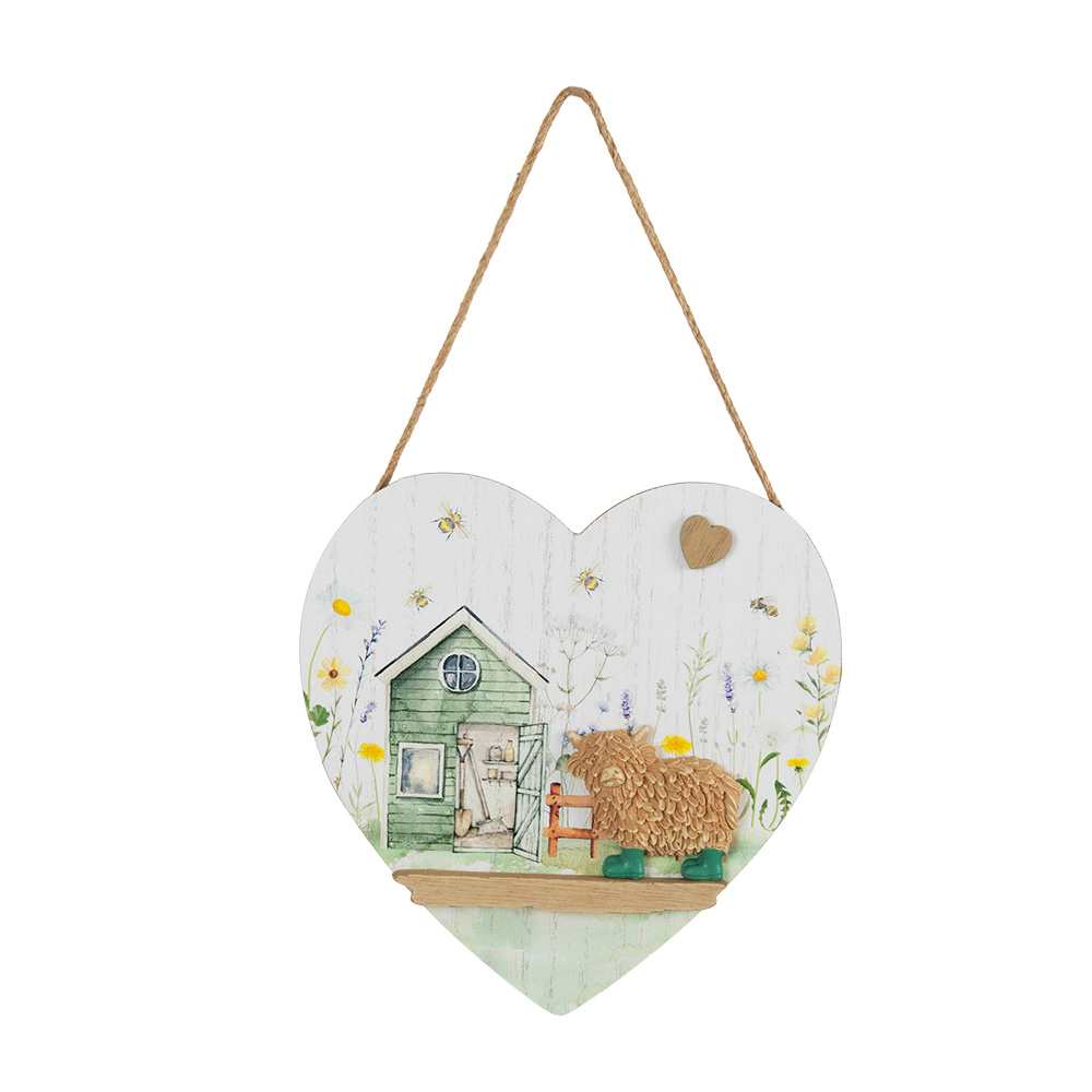 VERTUO Cow in Heart Shape Wooden Wall Decoration