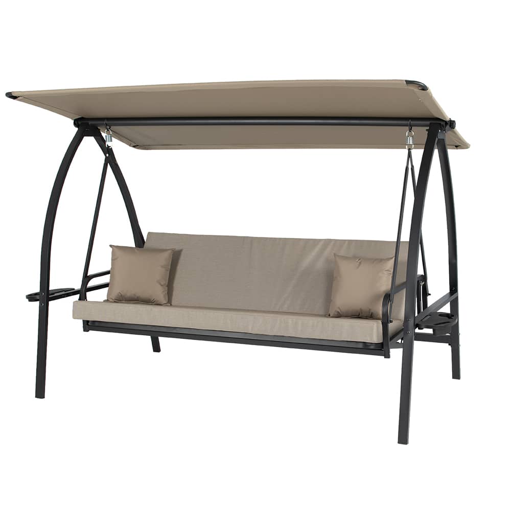 Black Steel 3-Seater Convertible Swing/Bed
