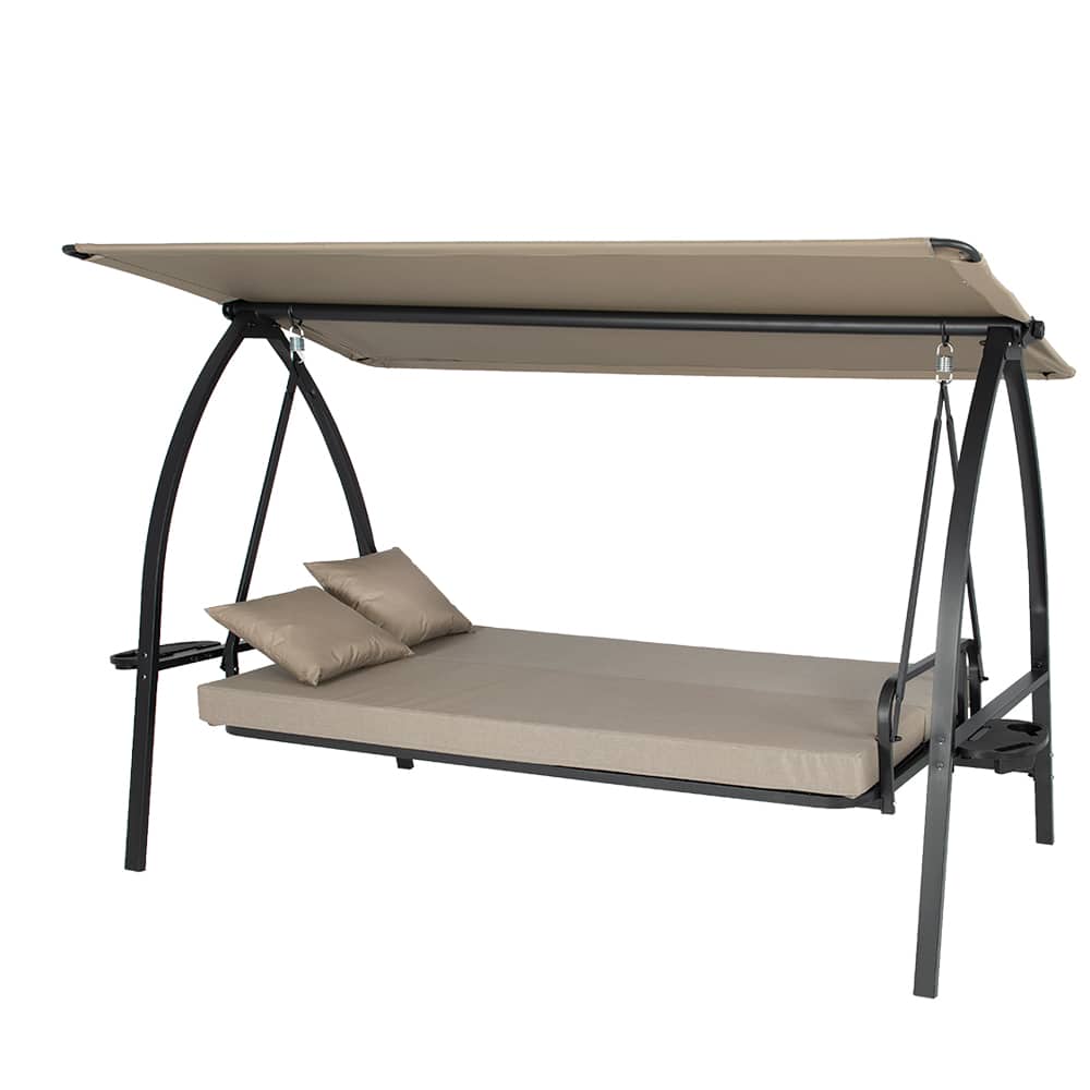Black Steel 3-Seater Convertible Swing/Bed