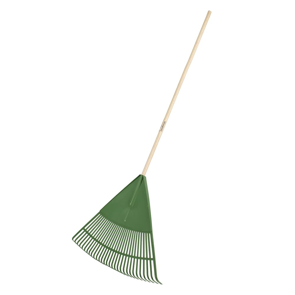 JARDINAS Polypropylene Leaf Rake with Wooden Handle 30 in