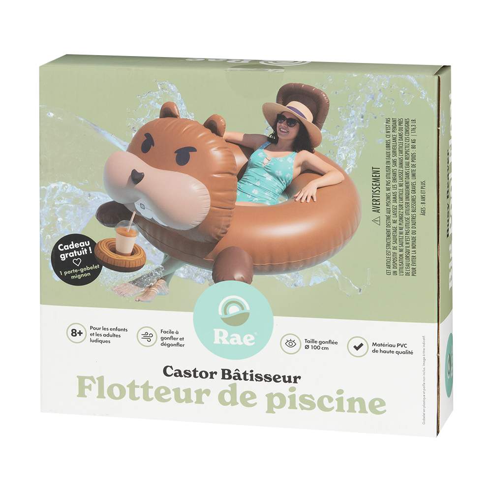 Tube gonflable castor avec porte-gobelet pour piscine&nbsp;39&nbsp;3/8 po