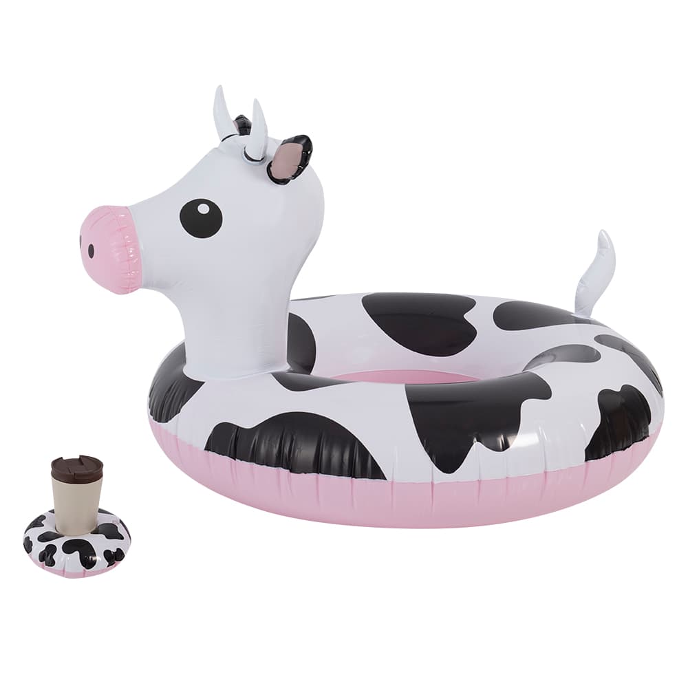 Tube gonflable vache avec porte-gobelet pour piscine&nbsp;39&nbsp;3/8 po