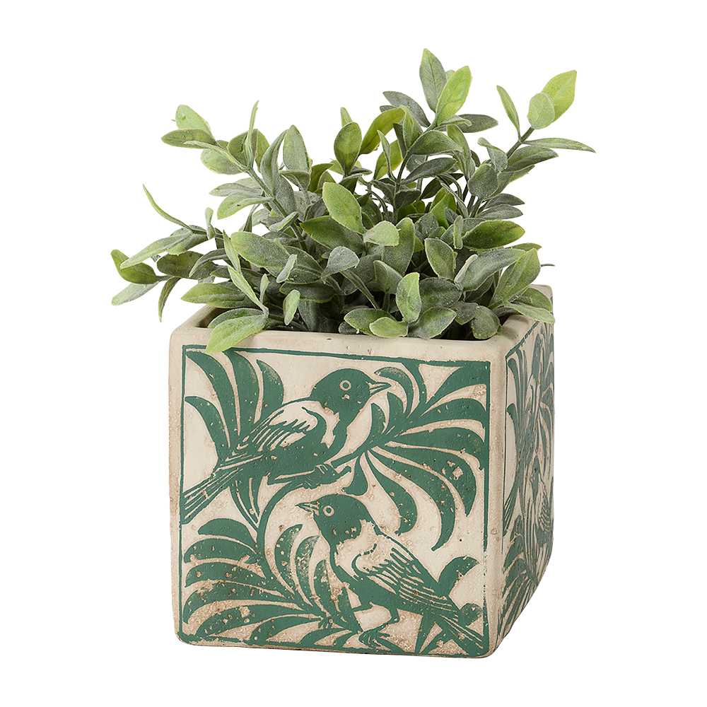 Cache-pot Oiseaux en ciment vert 5&nbsp;1/2&nbsp;po ASTELLA