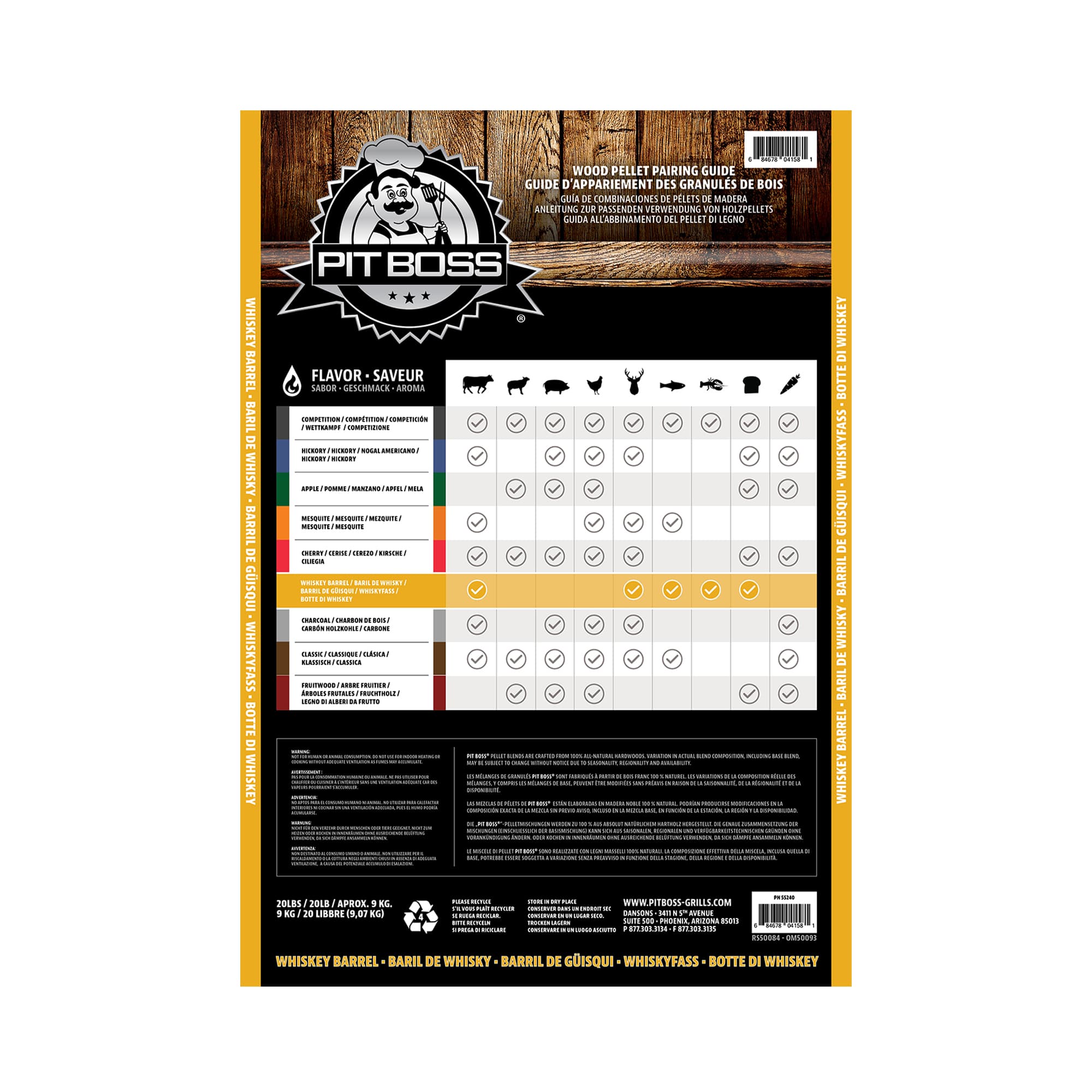 Granules de bois pour BBQ Mélange Whiskey 20&nbsp;lb