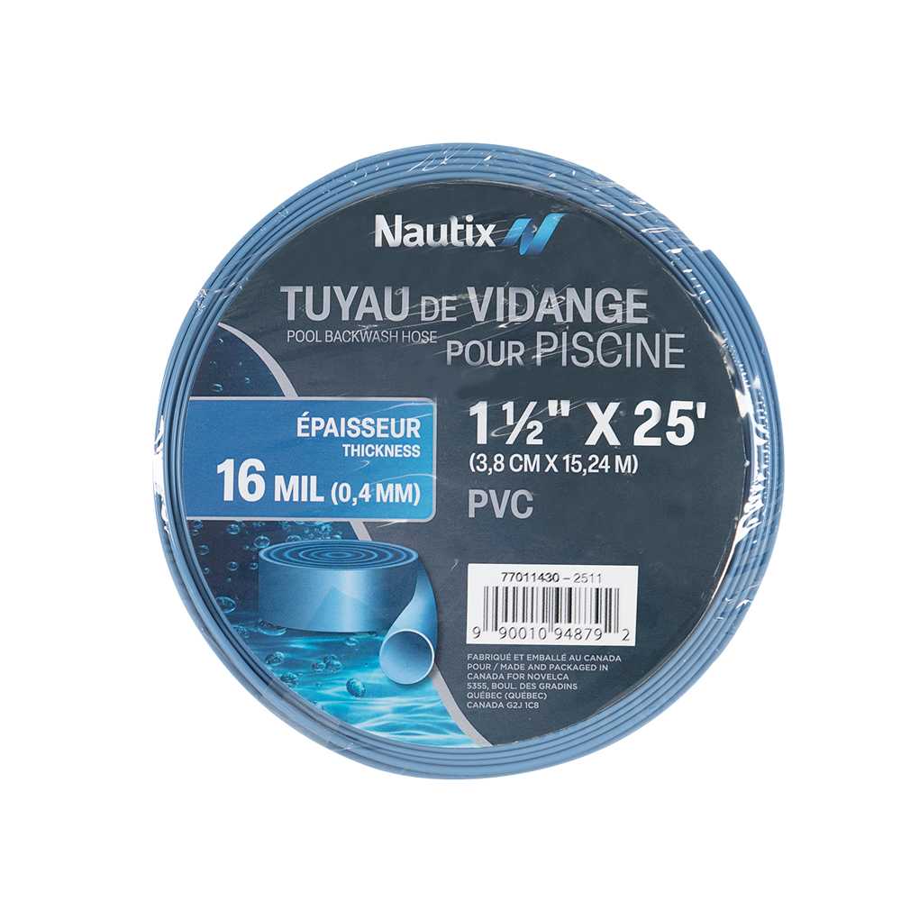 Tuyau de vidange pour piscine 1 1/2 po x 25 pi NAUTIX