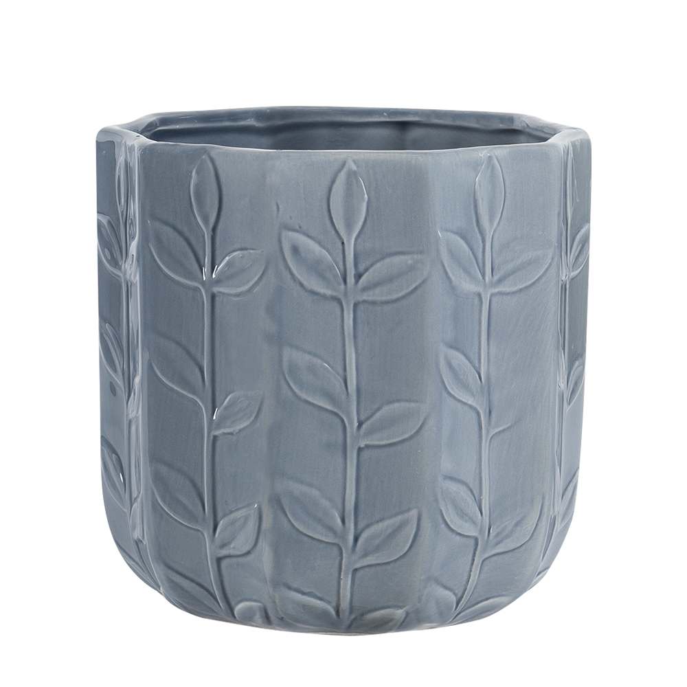 Cache-pot hexagonal bleu Feuilles 8&nbsp;5/8&nbsp;po ASTELLA