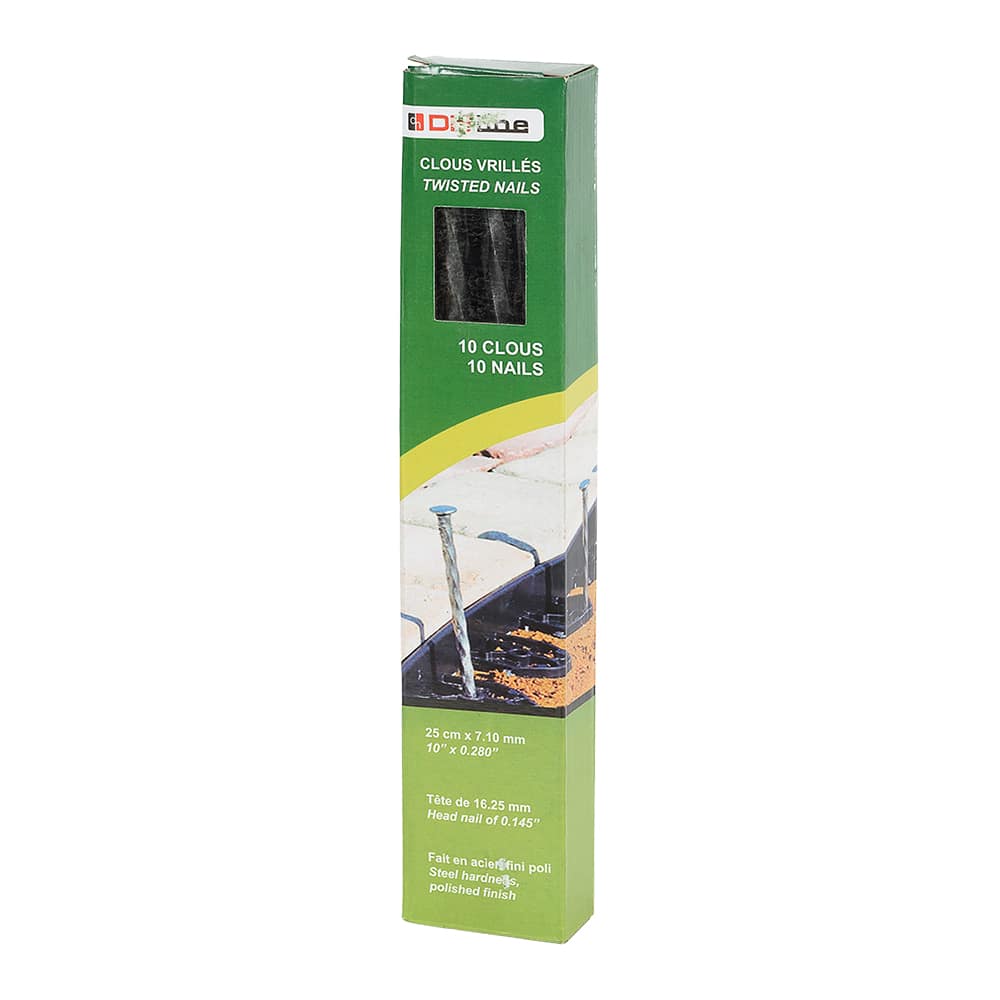 Clous vrillés pour bordure de pelouse 10 po Pqt/10