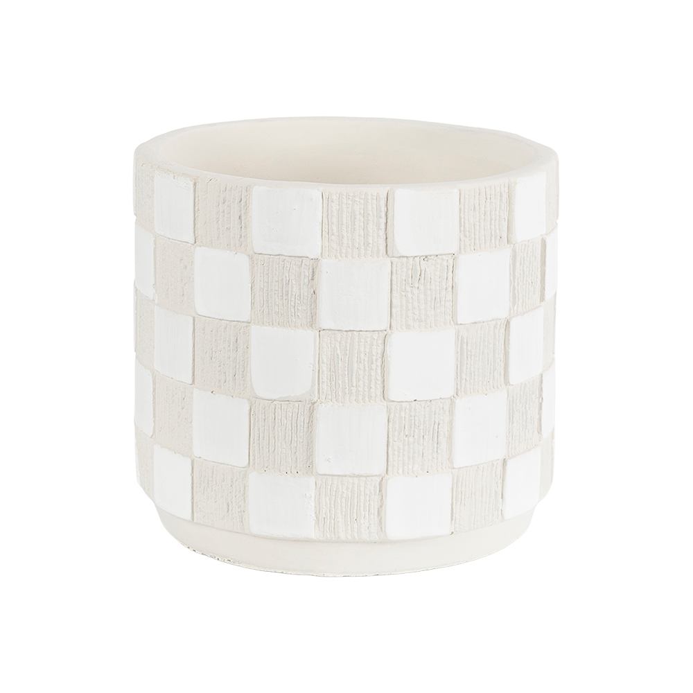 Cache-pot Carrelage en ciment beige et blanc 5 1/2 po ASTELLA