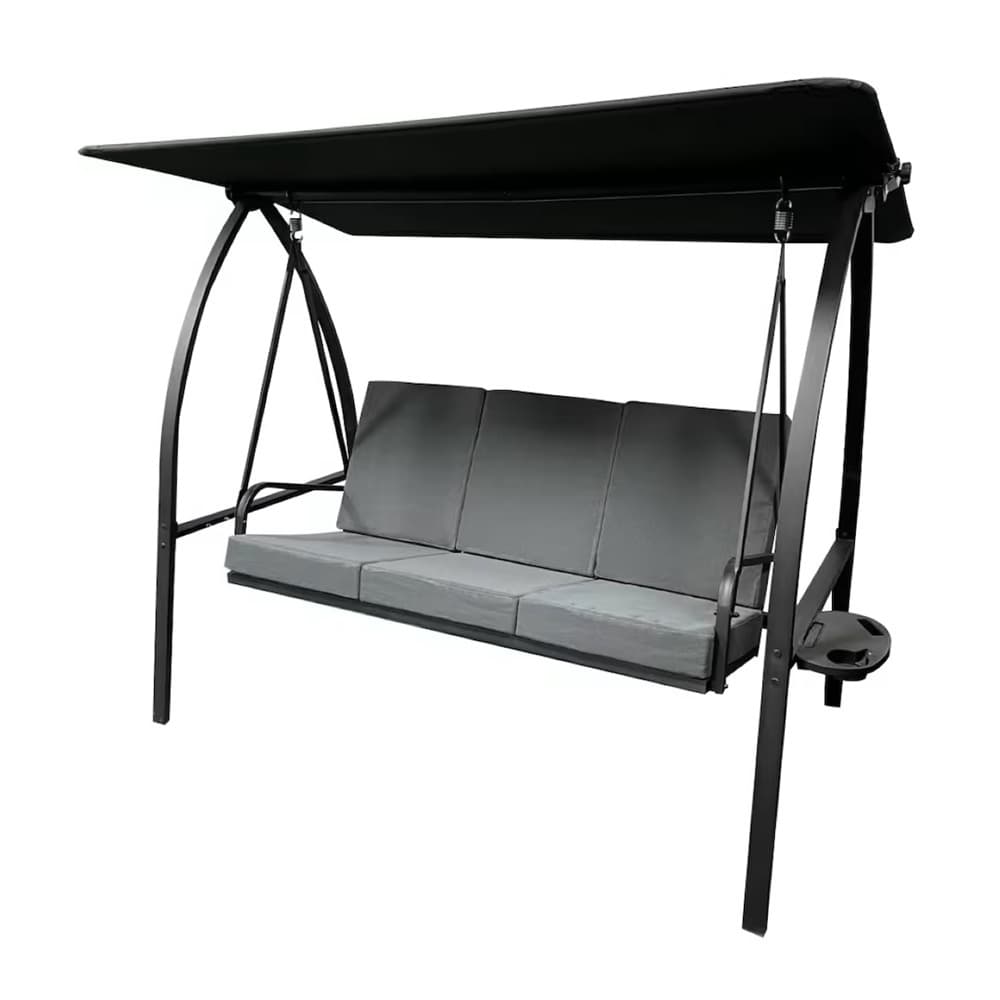 Black and Grey Steel  3-Seater Swing