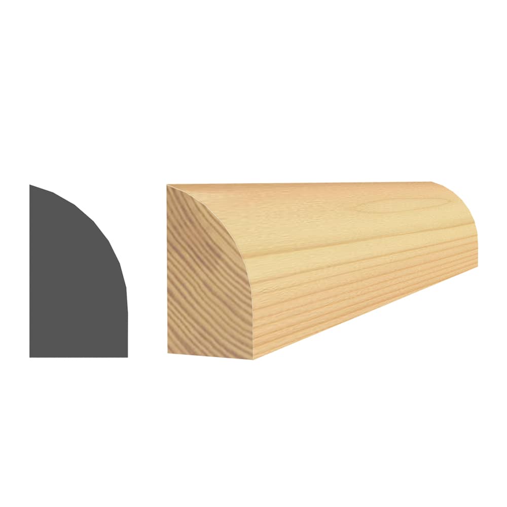 Quart de rond clair jointé 7/16 po x 11/16 po x 16 pi