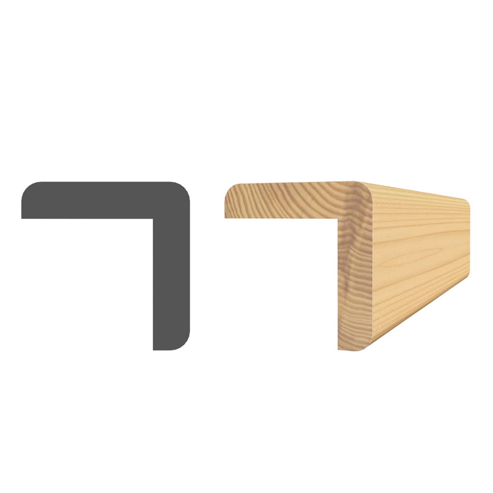 Coin extérieur en pin clair jointé 1 1/16 po x 1 1/16 po x 8 pi