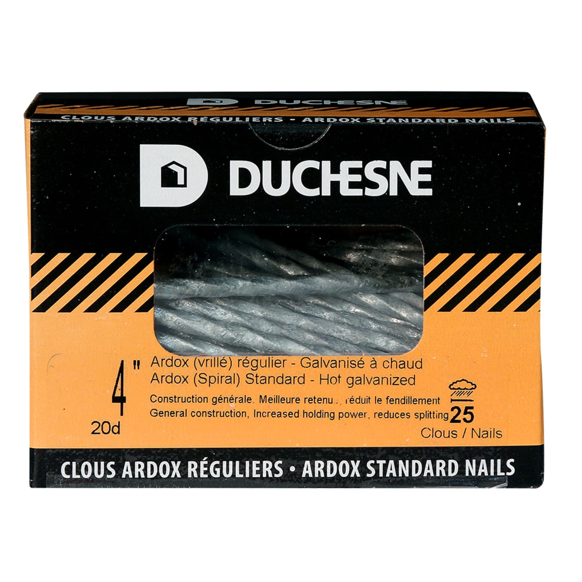 Clous vrillés Ardox galvanisés à chaud 4 po Pqt/25