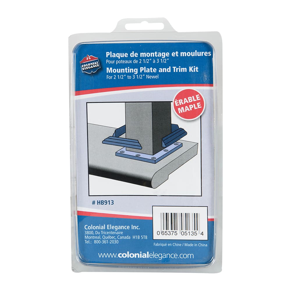 Ensemble de fixation pour poteau de rampe en érable 2 1/2 po à 3 1/2 po