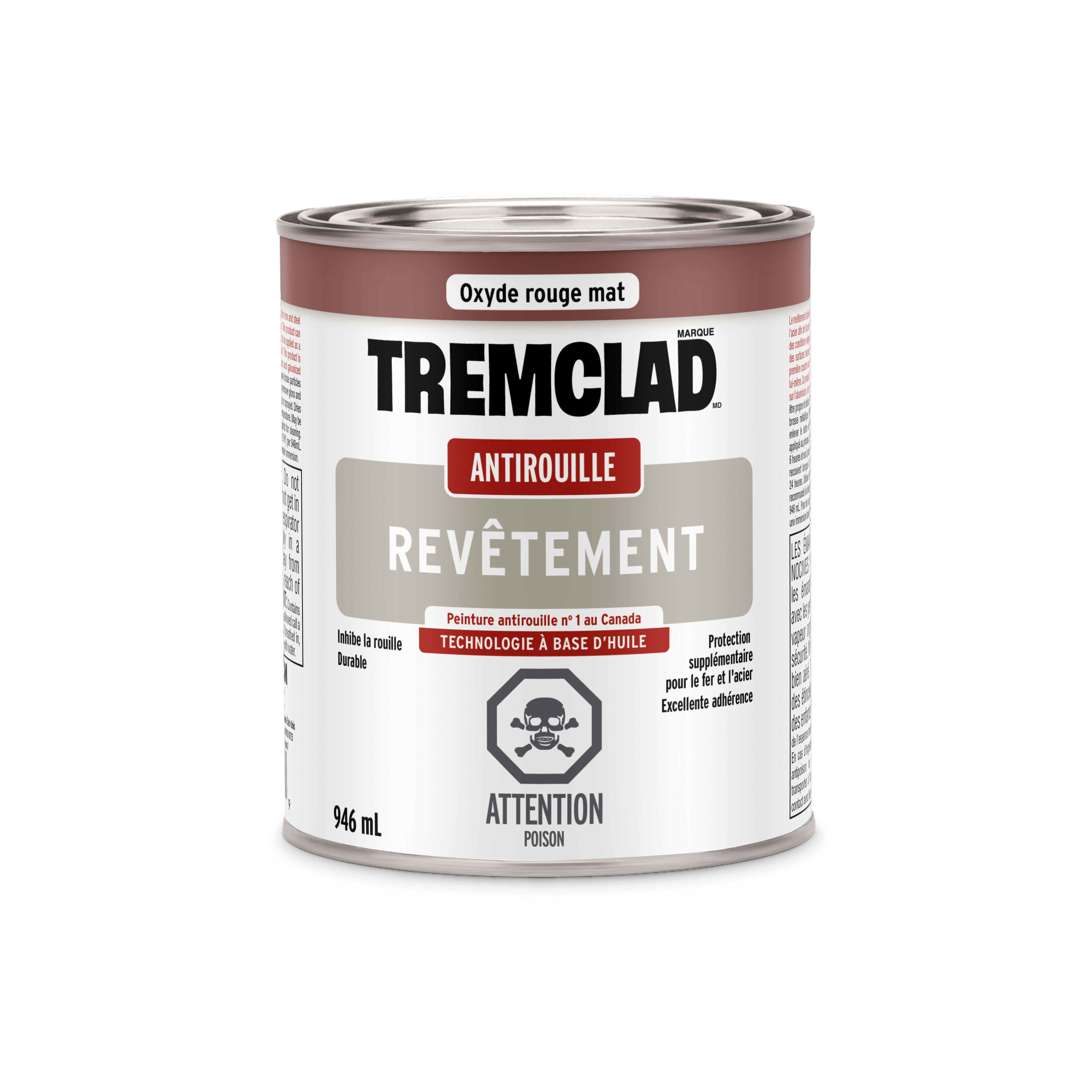 Apprêt antirouille à l'huile Tremclad rouge oxyde 946 ml