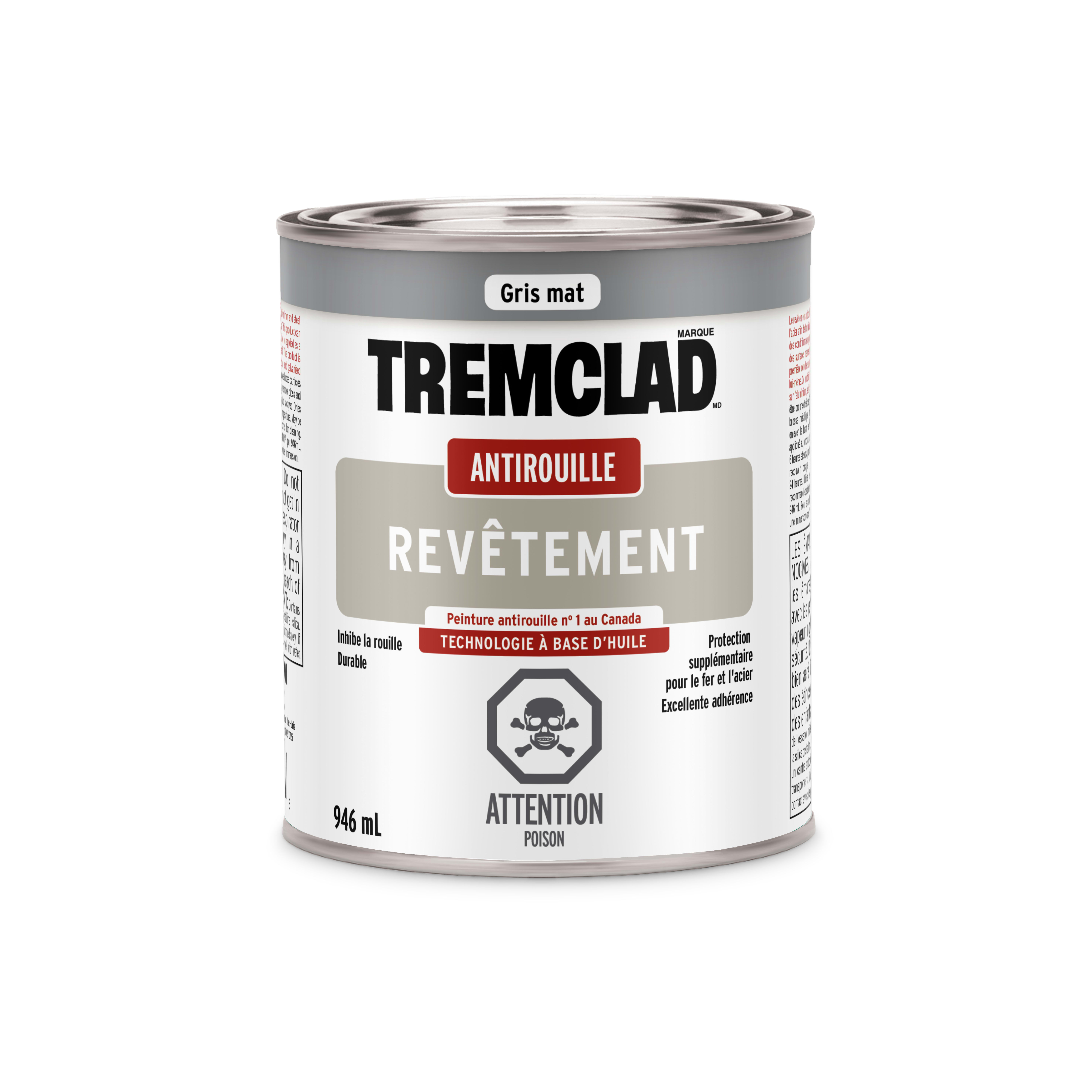 Apprêt antirouille à l'huile Tremclad gris 946 ml