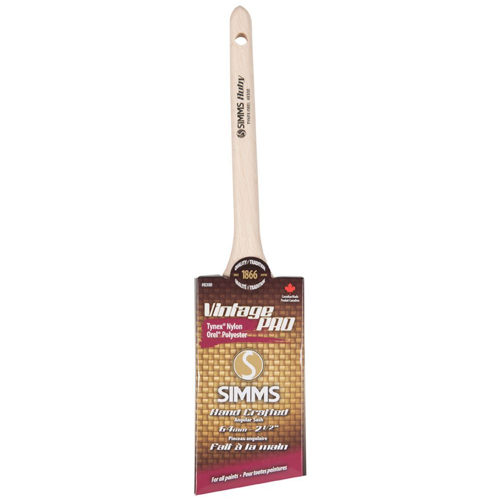 Pinceau angulaire Ruby Vintage Pro en polyester et nylon 2 1/2 po