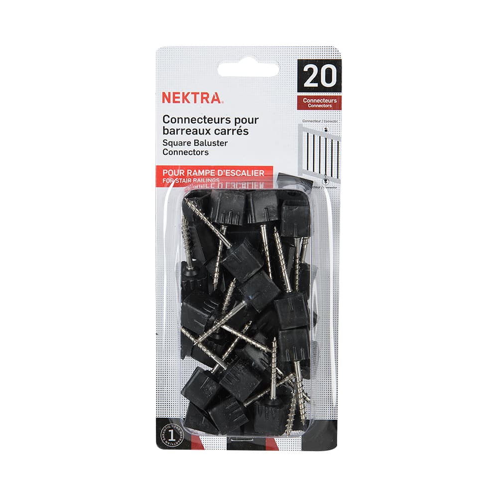 NEKTRA Square Baluster Connectors for Stair Railings Pkg/20