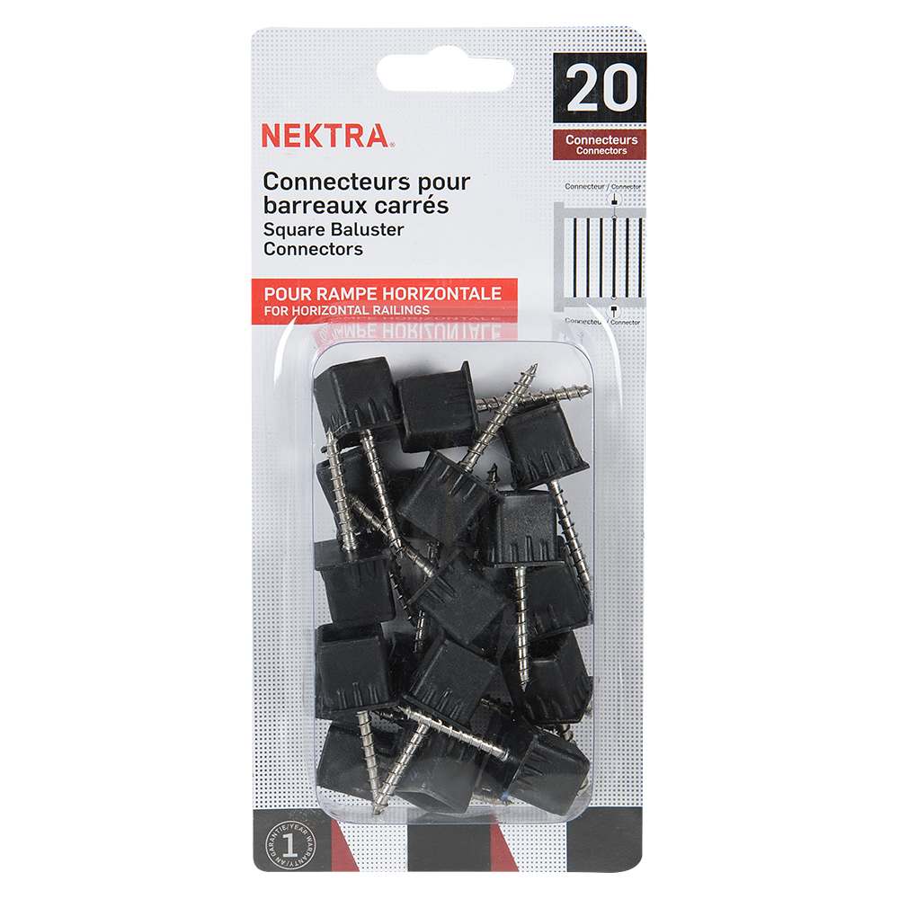 Connecteurs pour barreaux carrés de rampe horizontale Pqt/20 NEKTRA