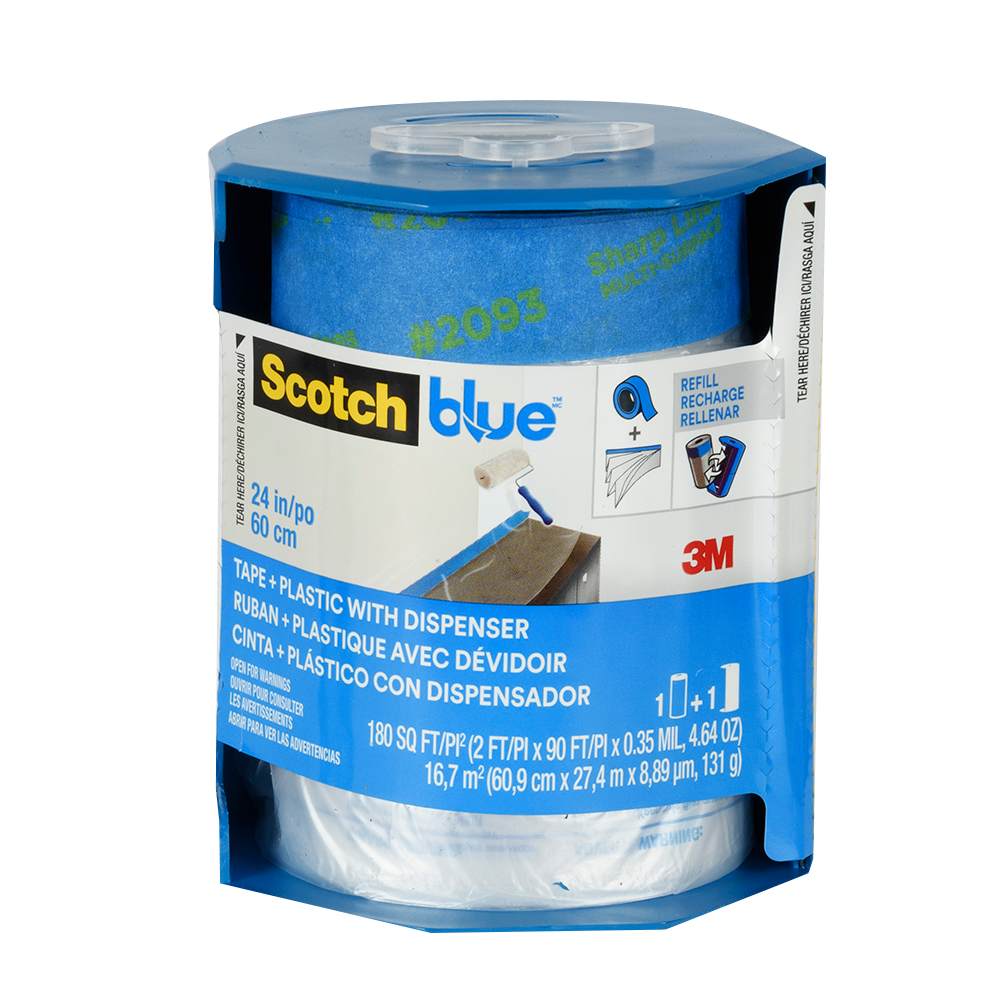 Ruban + plastique avec dévidoir 2&nbsp;pi x 90&nbsp;pi