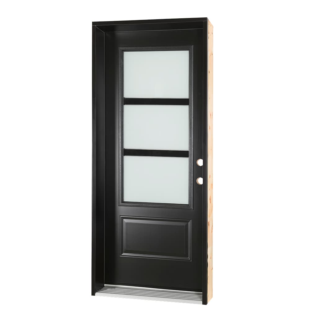 Acacia Left Steel Entry Door 34 in Black