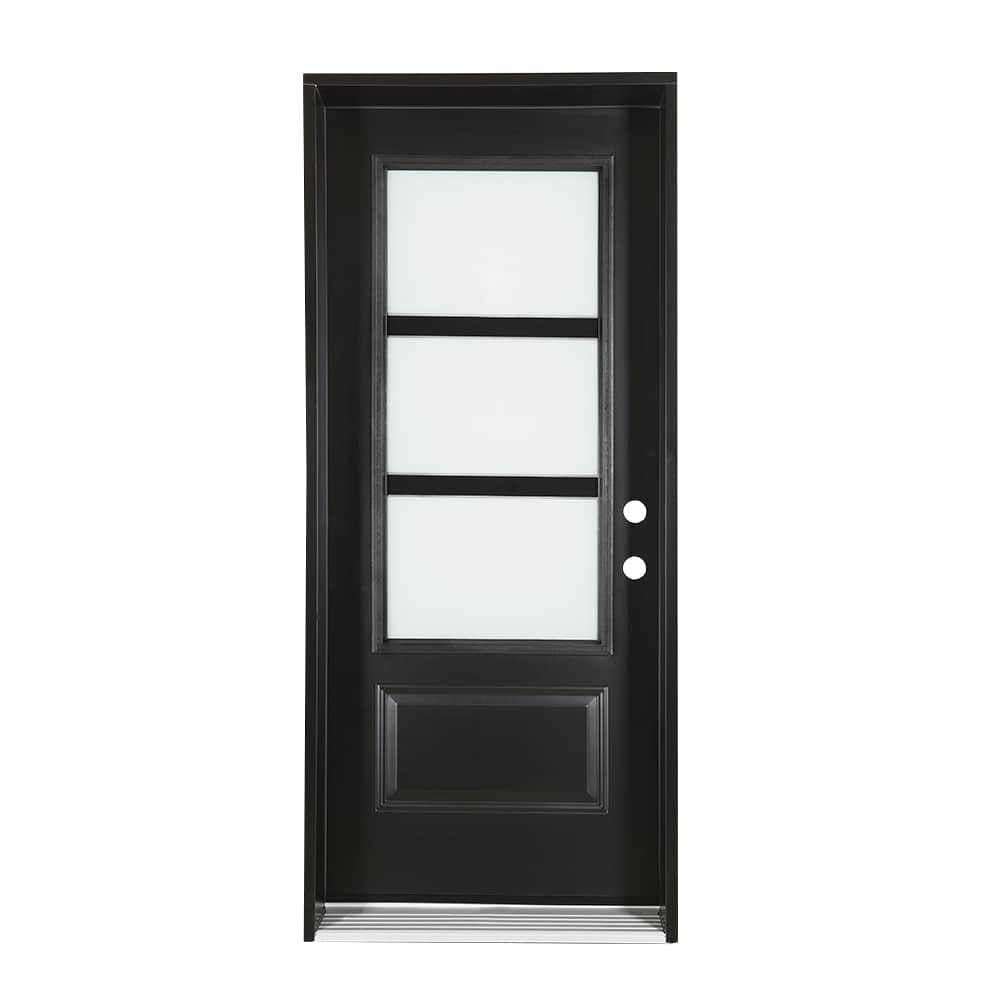 Porte d'entrée en acier Acacia gauche 34 po noir