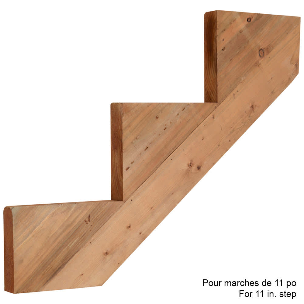 Limon d’escalier en bois traité brun 3 marches