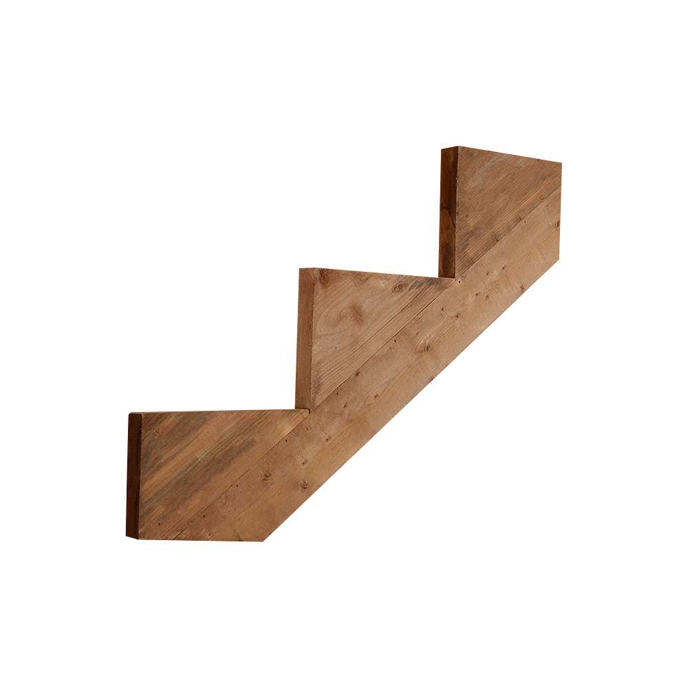 Limon d’escalier en bois traité brun 3&nbsp;marches