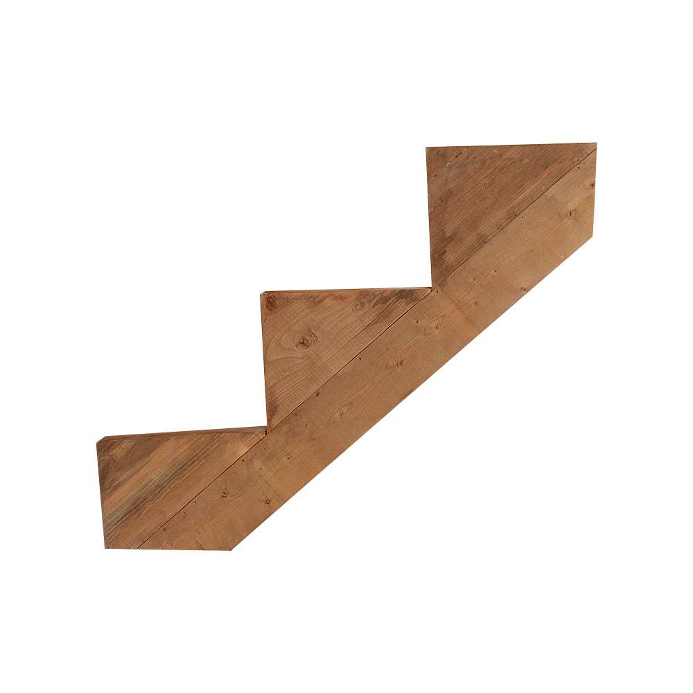 Limon d’escalier en bois traité brun 3&nbsp;marches