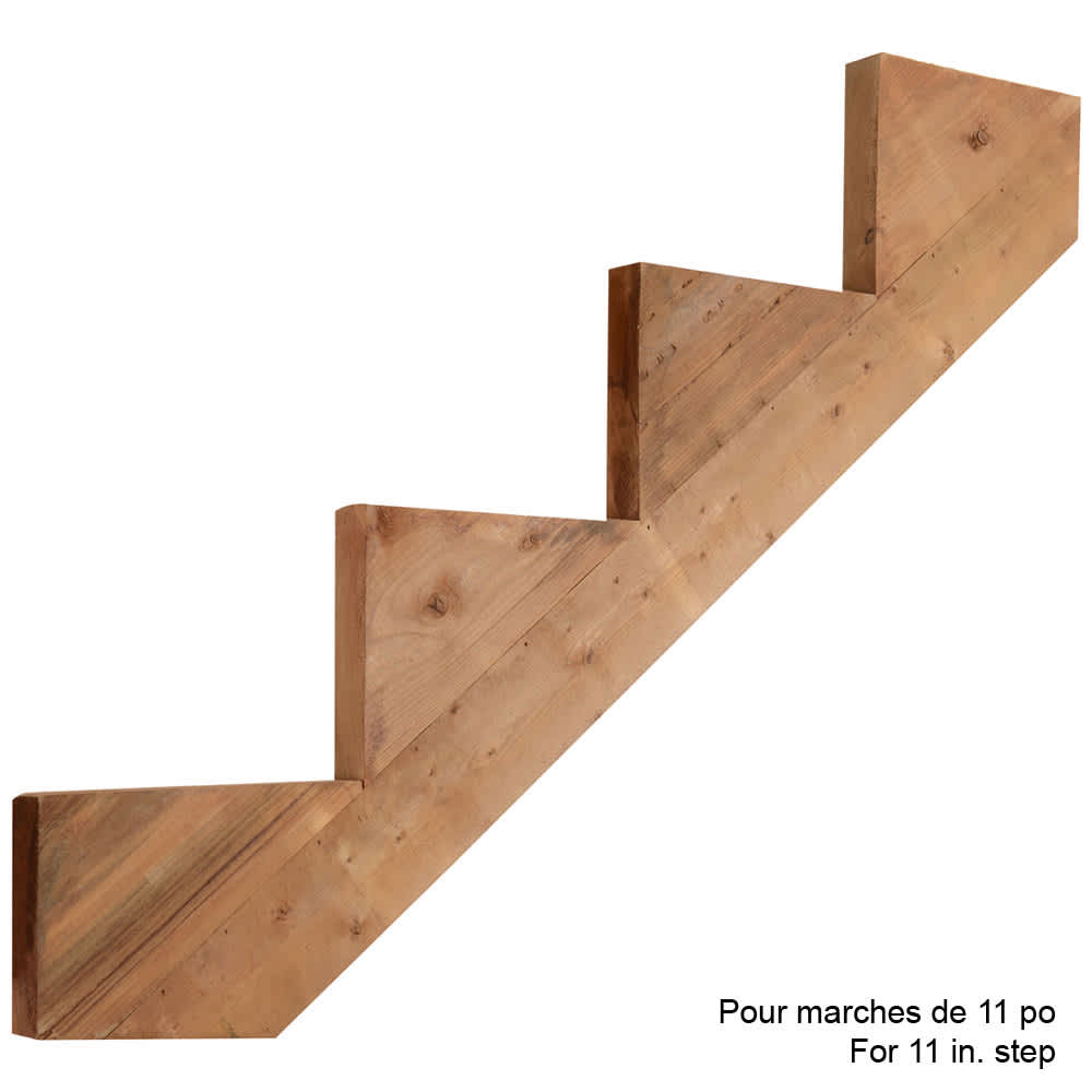 Limon d’escalier en bois traité brun 4 marches