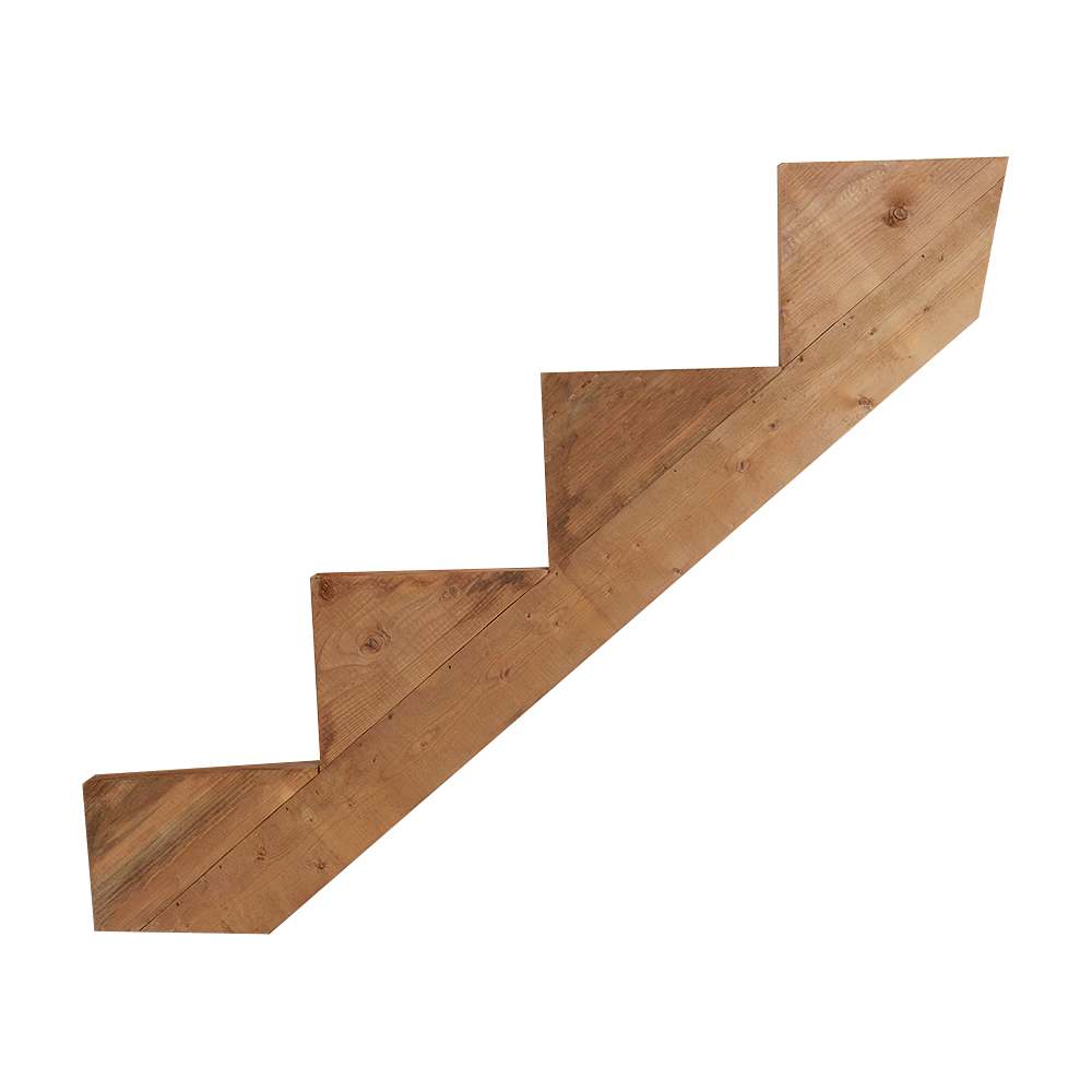 Limon d’escalier en bois traité brun 4&nbsp;marches