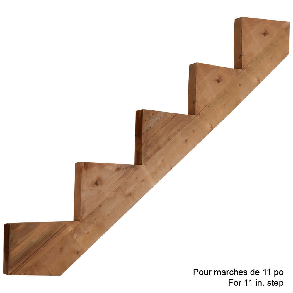 Limon d’escalier en bois traité brun 5 marches