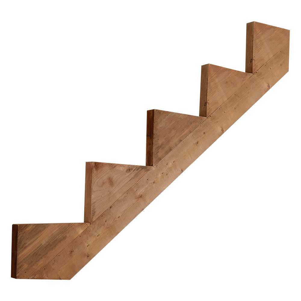 Limon d’escalier en bois traité brun 5&nbsp;marches